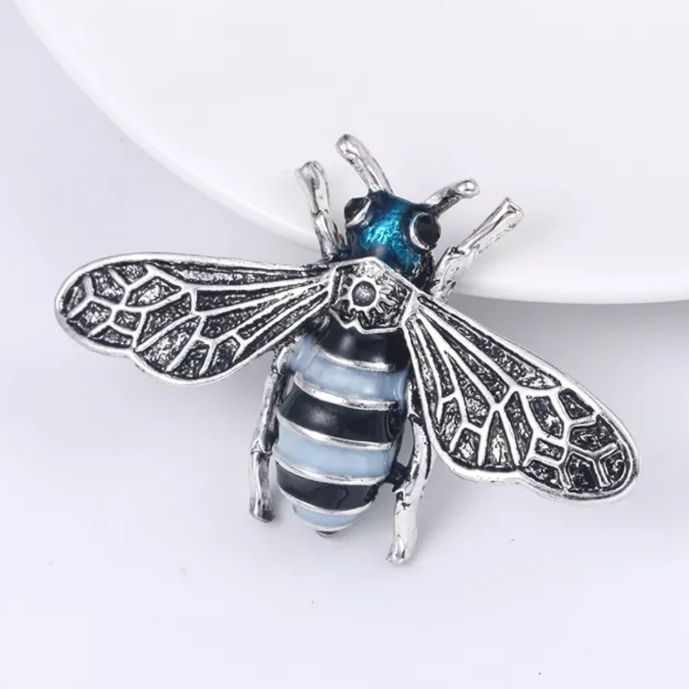 Blue Bee Brooch Lapel Pin